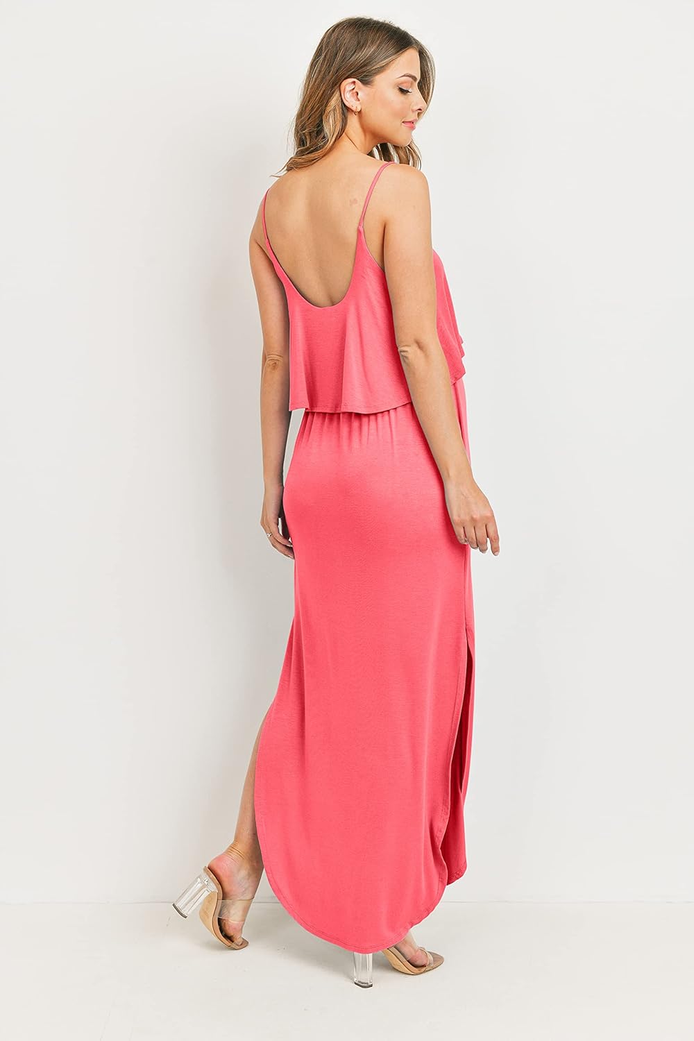 LaClef Women's Maternity Sleeveless Nursing Maxi Dress with Pockets