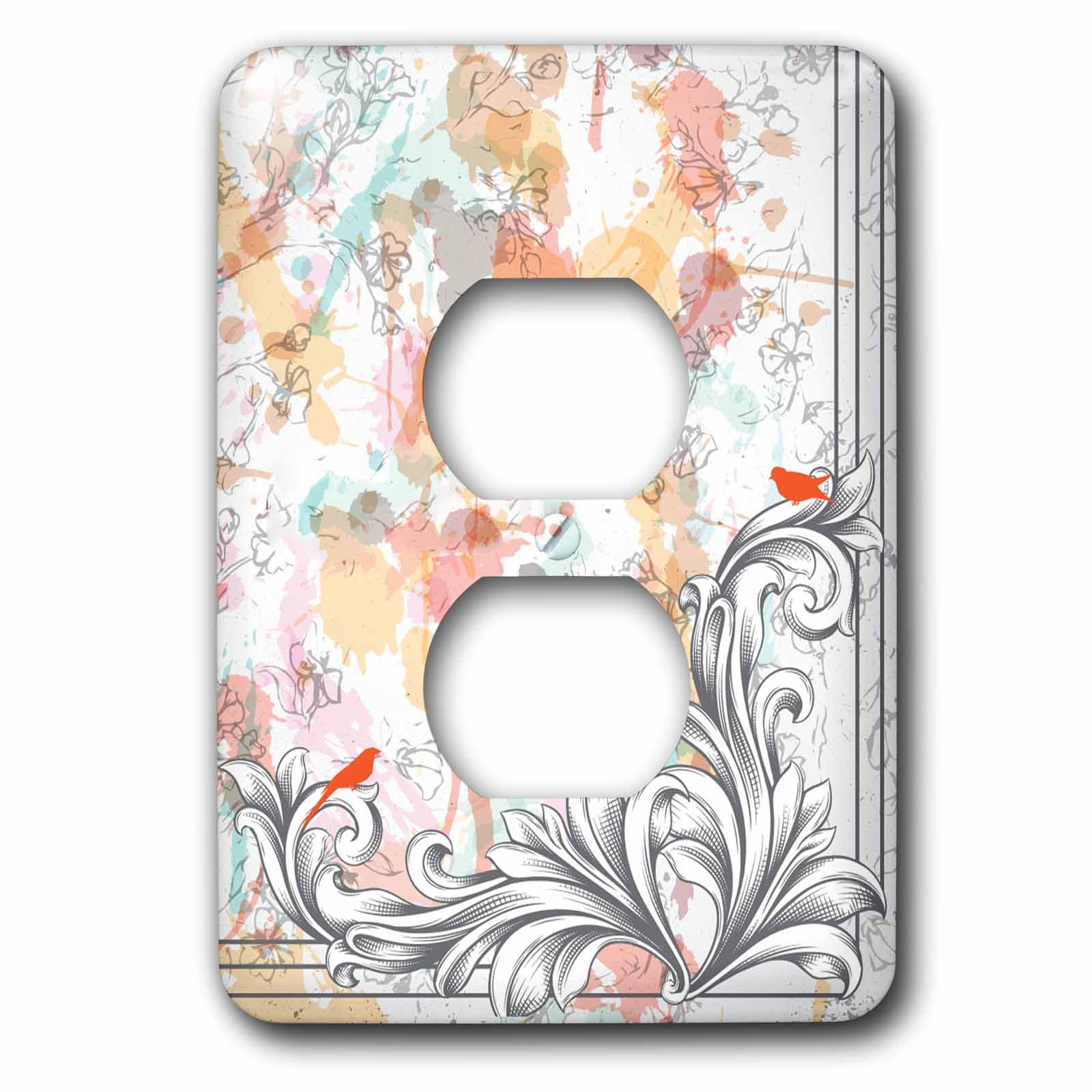 3dRose LSP_78554_6 placa para interruptor con estampado multicolor de aves y flores