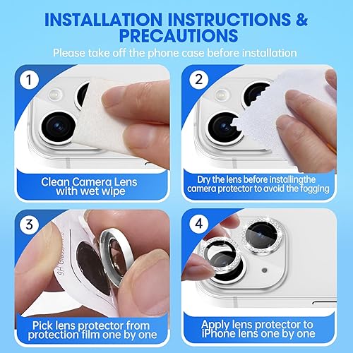 Miniatura 6 de Xfilm Protector de lente de cámara compatible con iPhone 1515 Plus, anillo de diamante de metal individual dureza 9H, protector a prueba de