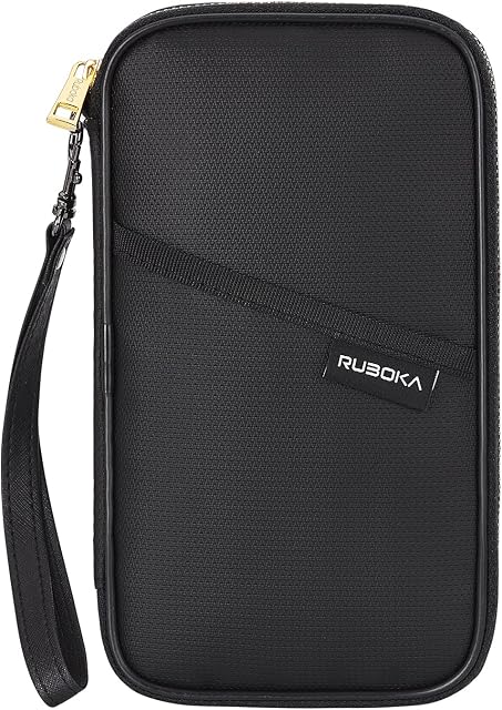 ruboka Fireproof RFID Blocking Passport Holder Wallet (22cmx12cm), Family Multiple Passport Holder Cover Money Bag, Travel Document Organizer Credit Card Clutch Bag for Men Women