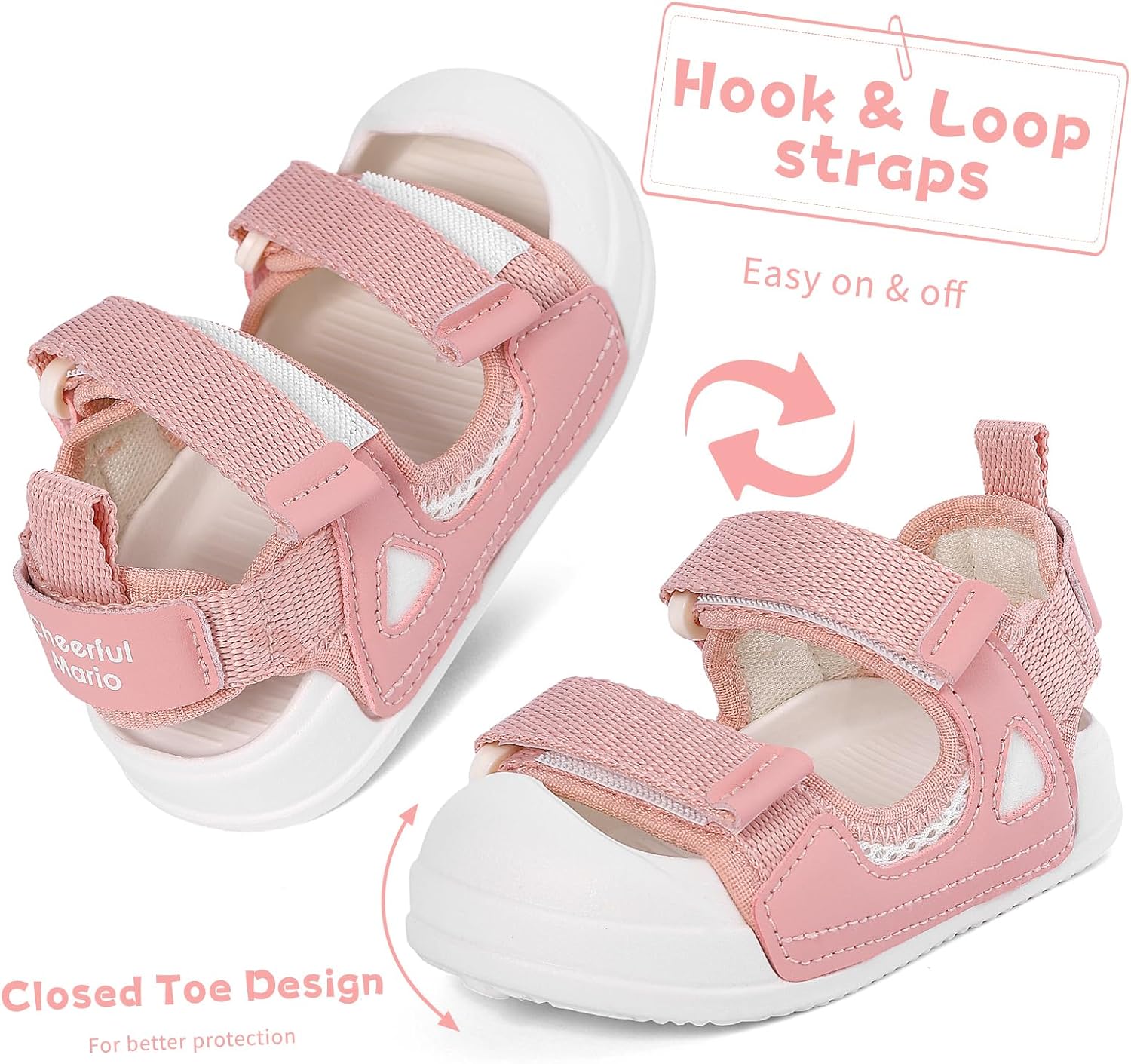 Girls Boys Sandals Summer Closed Toe Sport Sandals Adjustable Straps Lightweight Outdoor Beach Casual Shoes for Toddler/Little Kid