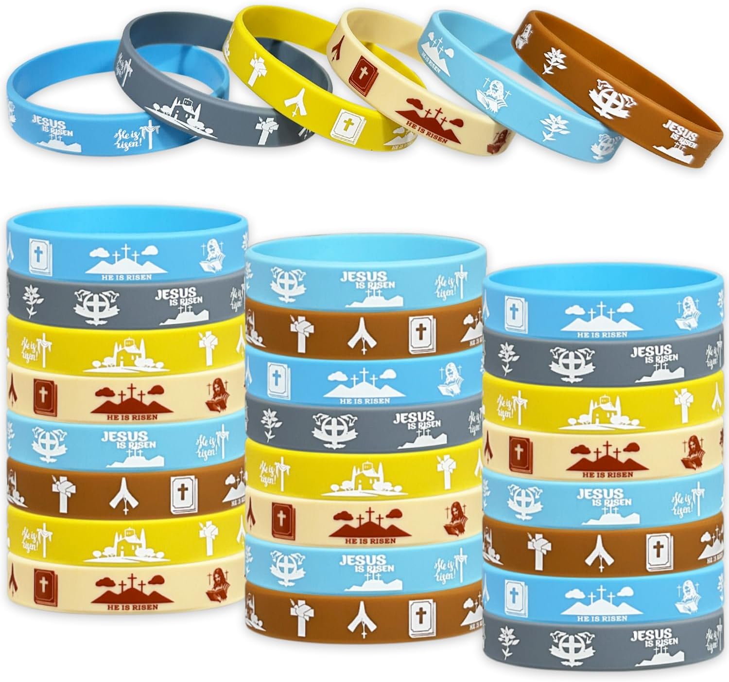 He is Risen Rubber Bracelets Happy Easter Themed Party Supplies Silicone Wristbands He is Risen Easter Party Favors Gift Goodie Bag Fillers Stuff Set of 24 Counts