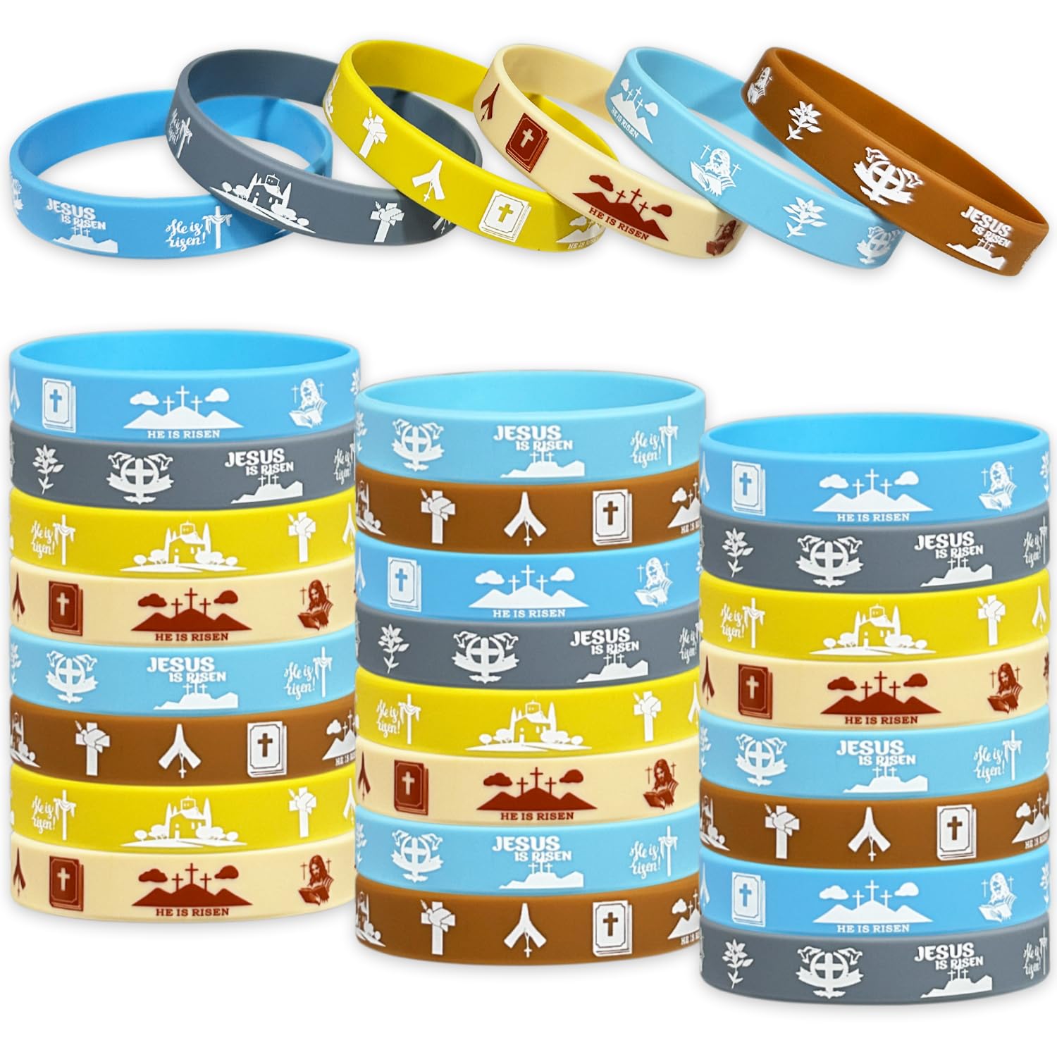 He is Risen Rubber Bracelets Happy Easter Themed Party Supplies Silicone Wristbands He is Risen Easter Party Favors Gift Goodie Bag Fillers Stuff Set of 24 Counts