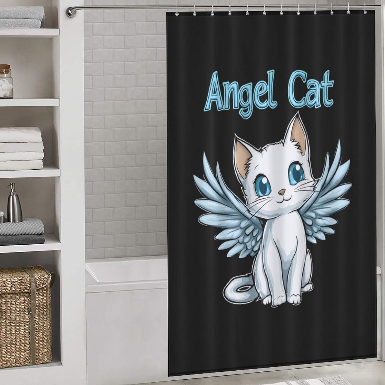 Angels-Cat Shower Curtain Home Bathroom Decor Waterproof Splash Shower Curtains