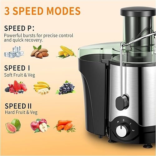 Miniatura 4 de VAVSEA - Exprimidor centrífugo de 600 W, extractor de jugo antigoteo con canal de alimentación de 3 pulgadas para frutas y verduras enteras, sin BPA