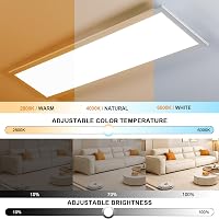 OTREN LED Mennyezeti Panel Lámpa 120x30 cm, 40W Szabályozható Fényerő, 2800K-6000K Távirányítóval, Ultralapos Ezüst Világítás Nappaliba, Kon 3
