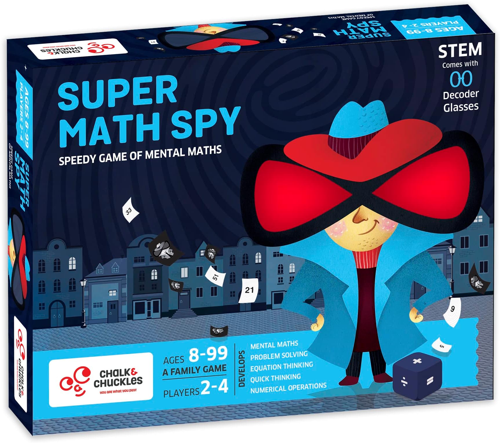 Chalk and Chuckles Super Math Spy Board Game for Kids Age 8-12, Educational Brain Games for Kids 10+ Years, Gift for Boys, Girls 9, 10, 11 Years, STEM Toys