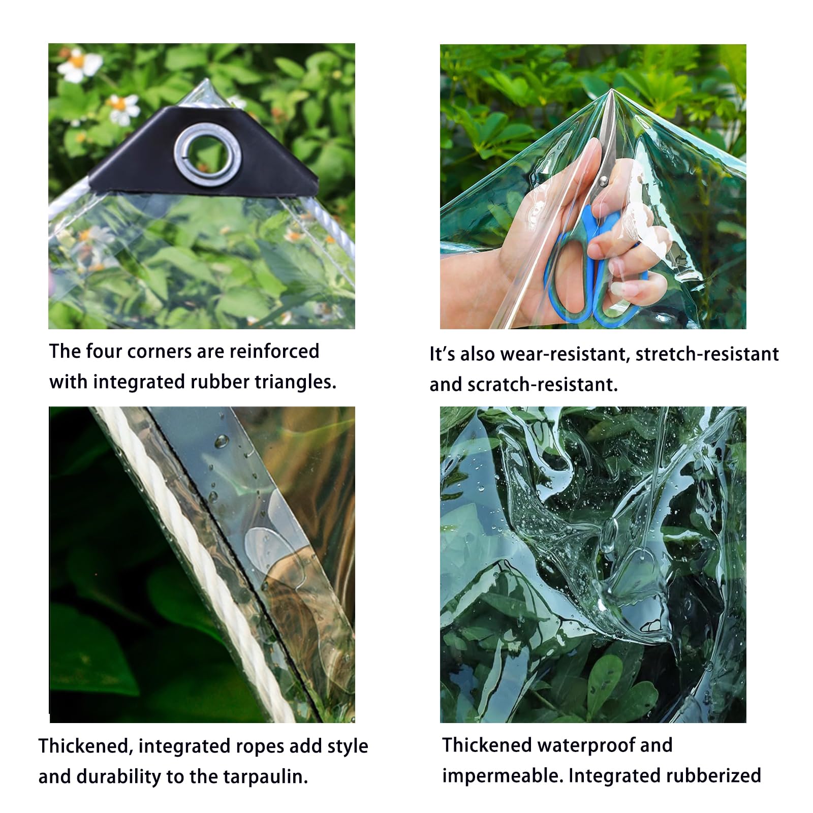 Bâche Transparente 140 x 310 cm Résistant Aux UV et à La Déchirure Bache Plastique Transparente Epaisse avec Œillets pour Pergola, Serre, Poulailler, Piscine, A