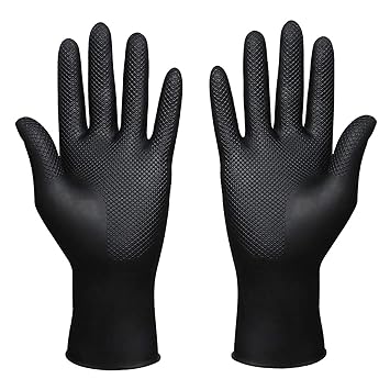 Hair Dye Gloves???Reusable Rubber Gloves???Professional Hair Coloring Accessories for Hair Salon Hair Dyeing (1 Pair, Large, Black)