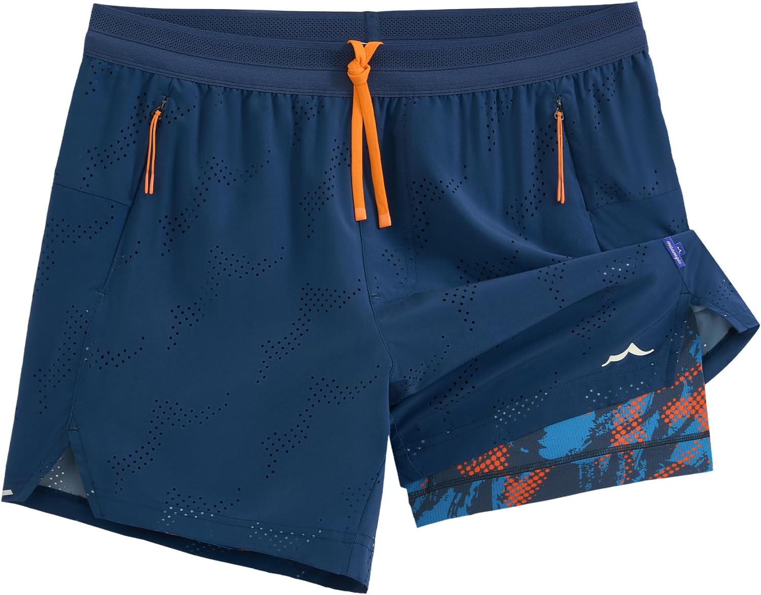 maamgic Mens 2 in 1 Running Shorts 5" Gym Workout Shorts with Zipper Pockets