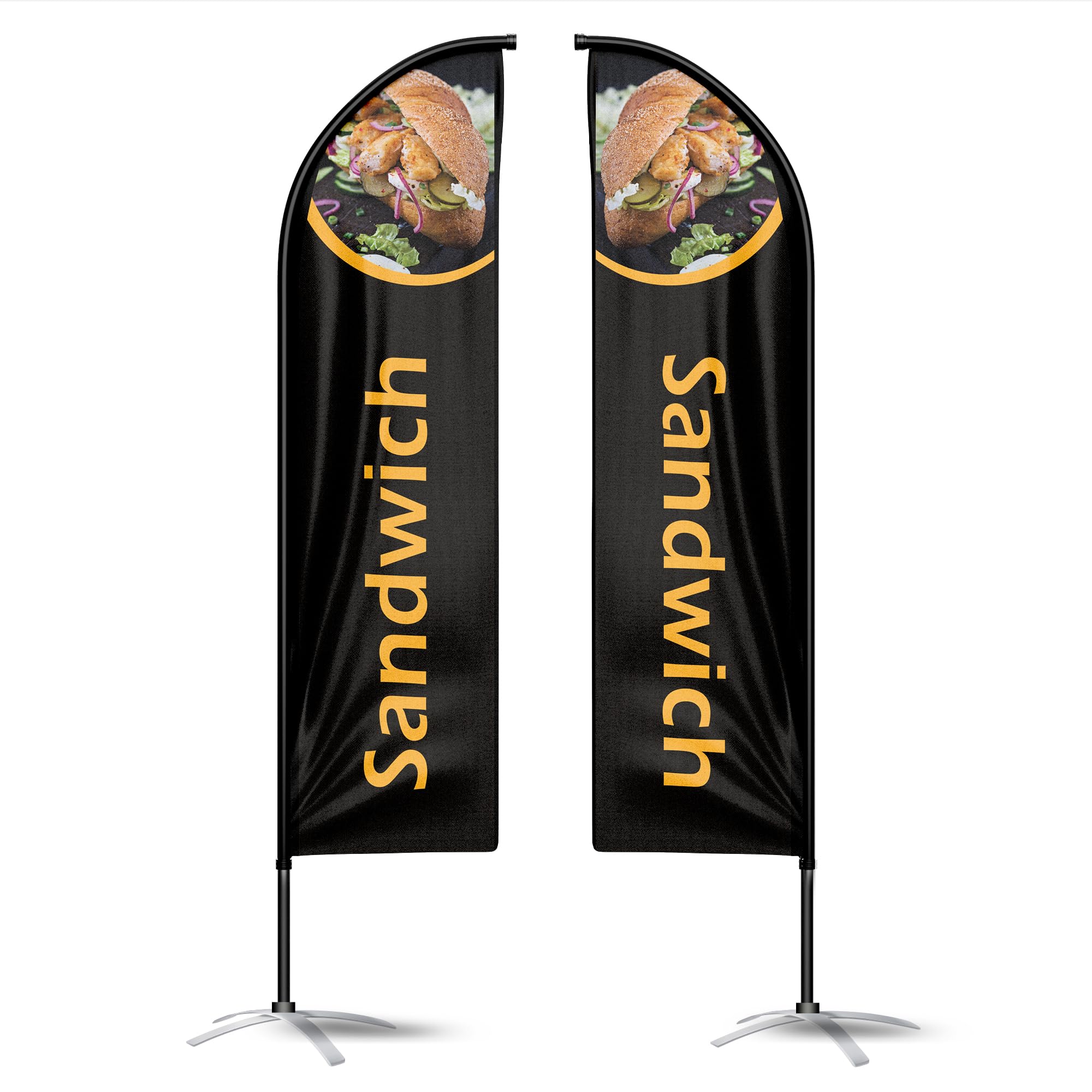 Drapeau Publicitaire Oriflamme Sandwich Noir 3.4m Kit Mât Pied Sac