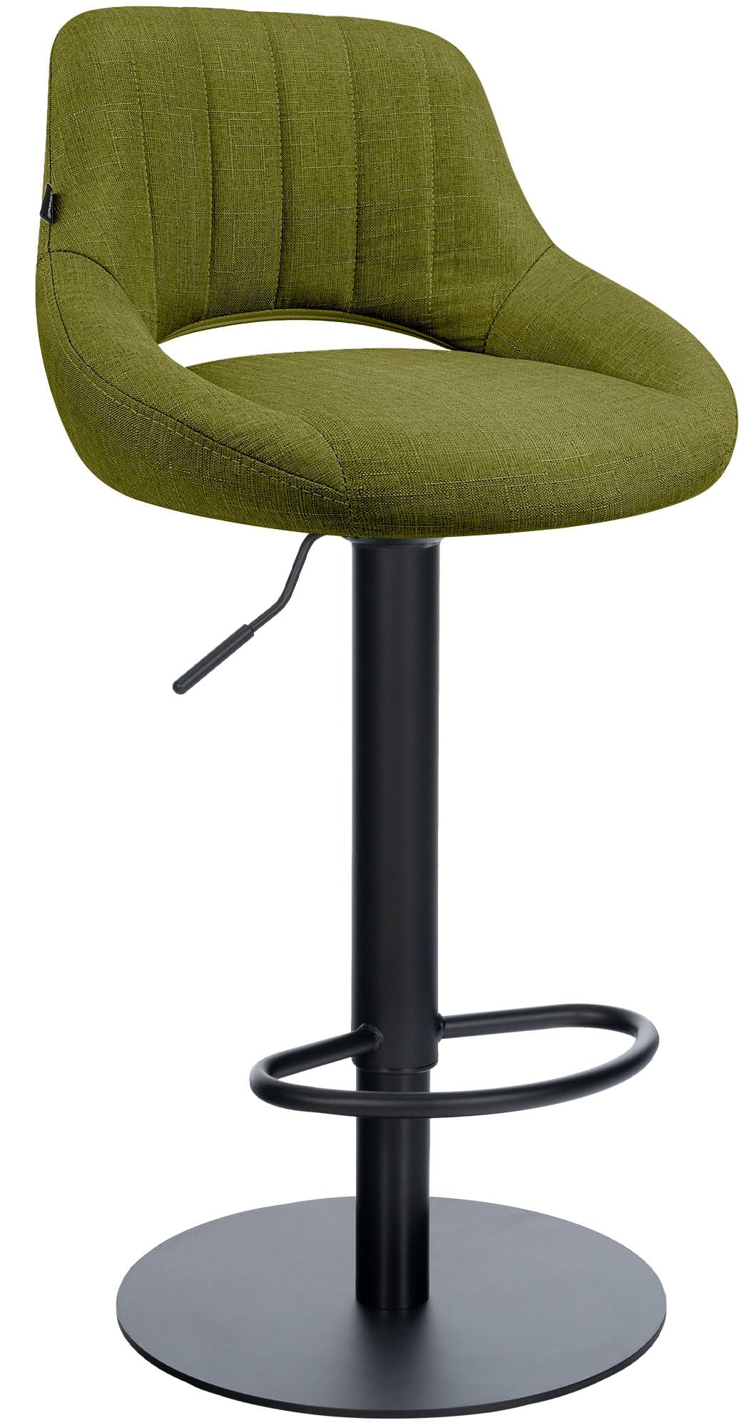 CLP Taburete de Bar Regulable en Altura con Base extrapesada y Asiento Acolchado Milet, Ideal para Cocina y Bar, hasta 150 kg | Color Verde Claro Material Tela