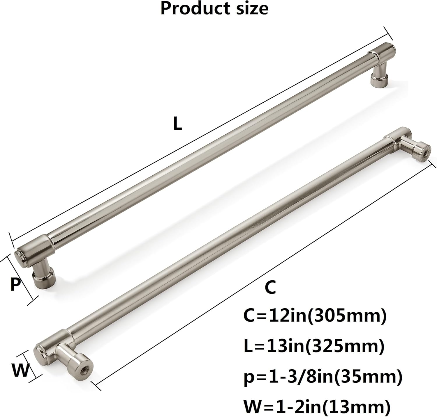 khtumeware 2 Pack Brushed Satin Nickel Cabinet Pulls 12 Inch(305mm) Hole Centers Kitchen Cabinet Handles Cabinet Hardware Kitchen Handles for Cabinets Cupboard Handles Drawer Pulls 12"(305mm) Hole Center Brushed Satin Nickel 2