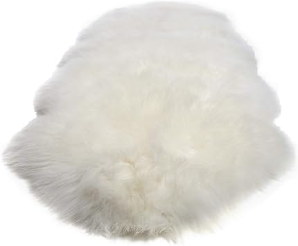 New Zealand Sheepskin Rug 2x6 ft, Double Pelt, Ivory, for Couch & Bedroom