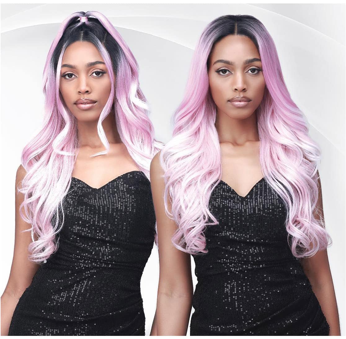 Bobbi Boss Synthetic Hair 360 13x2 Updo Revolution Frontal Lace Wig - MLF417 EMILIA, Long Curly Hair Wig, Special Color Wigs with High Heat Resistant Wigs (TT1B/TOFBR)