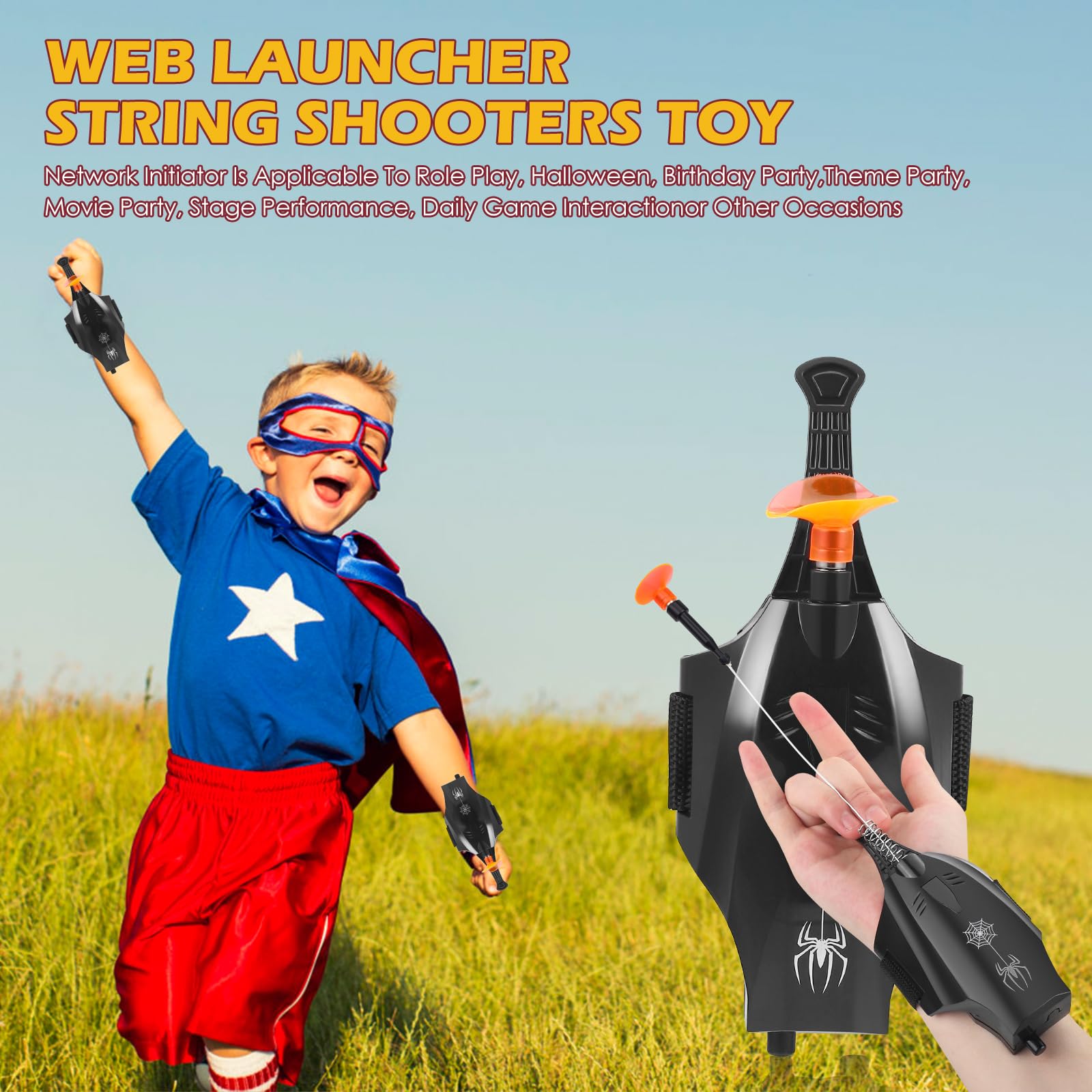 Towwoo Spider Web Shooter, Launcher Handschuh Spider Cosplay Handschuh 3m Launcher Handgelenk Spielzeug Set Elektrischer Automatische Kabelwicklung (Upgrade)