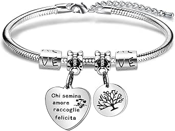 Bracciale in acciaio con incisione nera - La felicità è una casa con dentro le persone che ami