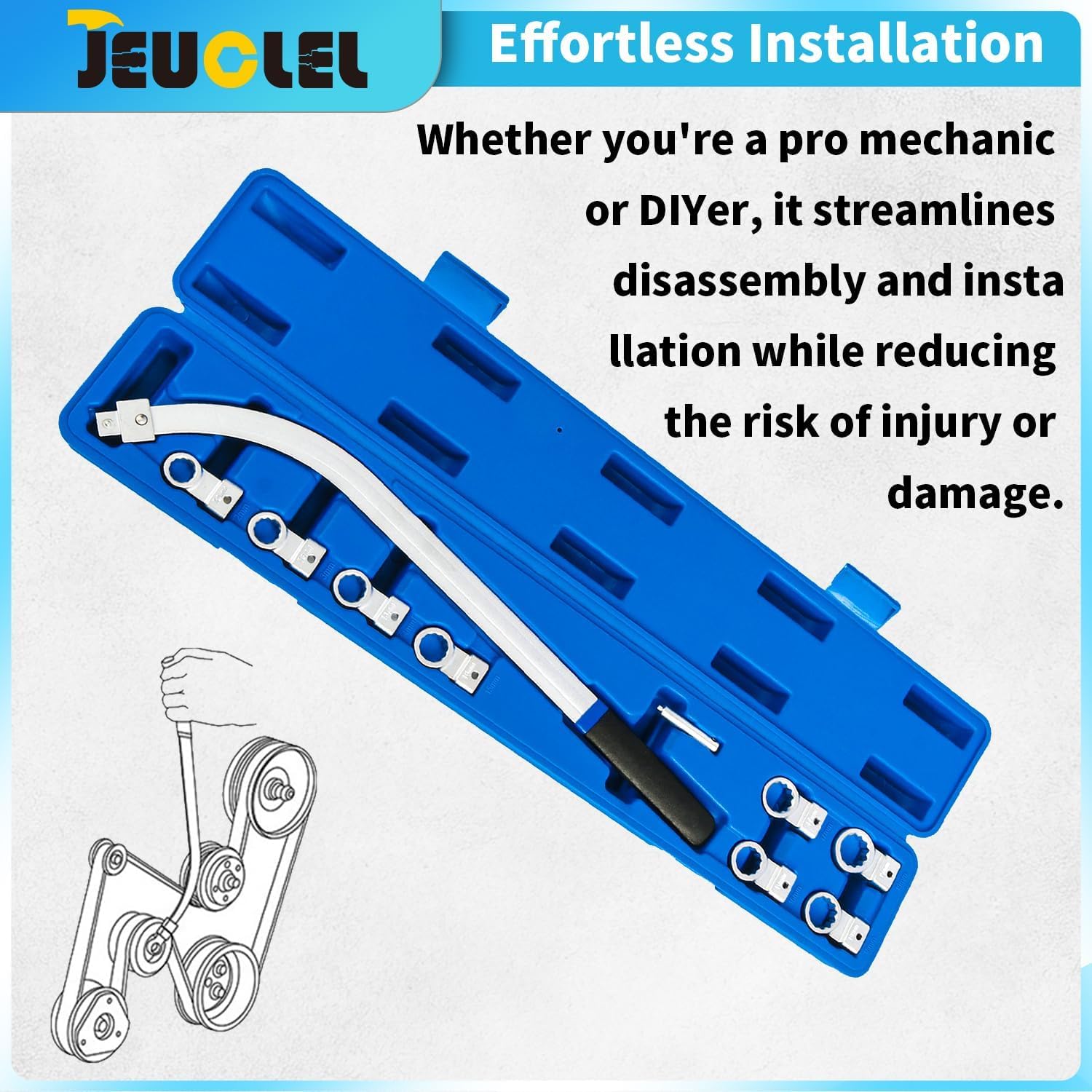 10PCS Universal Auxiliary Timing Idler Belt Wrench Serpentine Belt Tension Pulley Wrench Set Engine Timing Belt Tensioning Nut Bolt Screw Remover