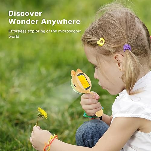 Miniatura 6 de TINYLENS Microscopio Mia para niños, mini microscopio digital con pantalla IPS de 2 pulgadas, kit de juguete educativo de ciencia de mano, regalos