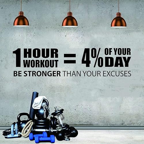 Miniatura 7 de Calcomanía de pared de entrenamiento motivacional extraíble, 9 x 35 pulgadas, calcomanía de PVC para gimnasio en el hogar, sala de fitness, estudio