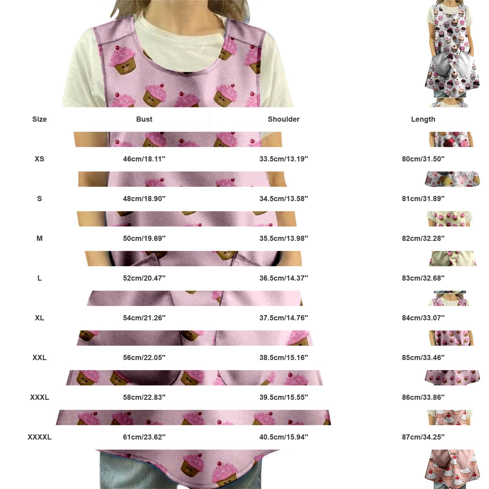 Grembiule da donna con scollo rotondo, senza maniche, tinta unita, lunghezza al ginocchio, con tasche sul retro, per fioristi, bar, parrucchieri, studi di ceramica