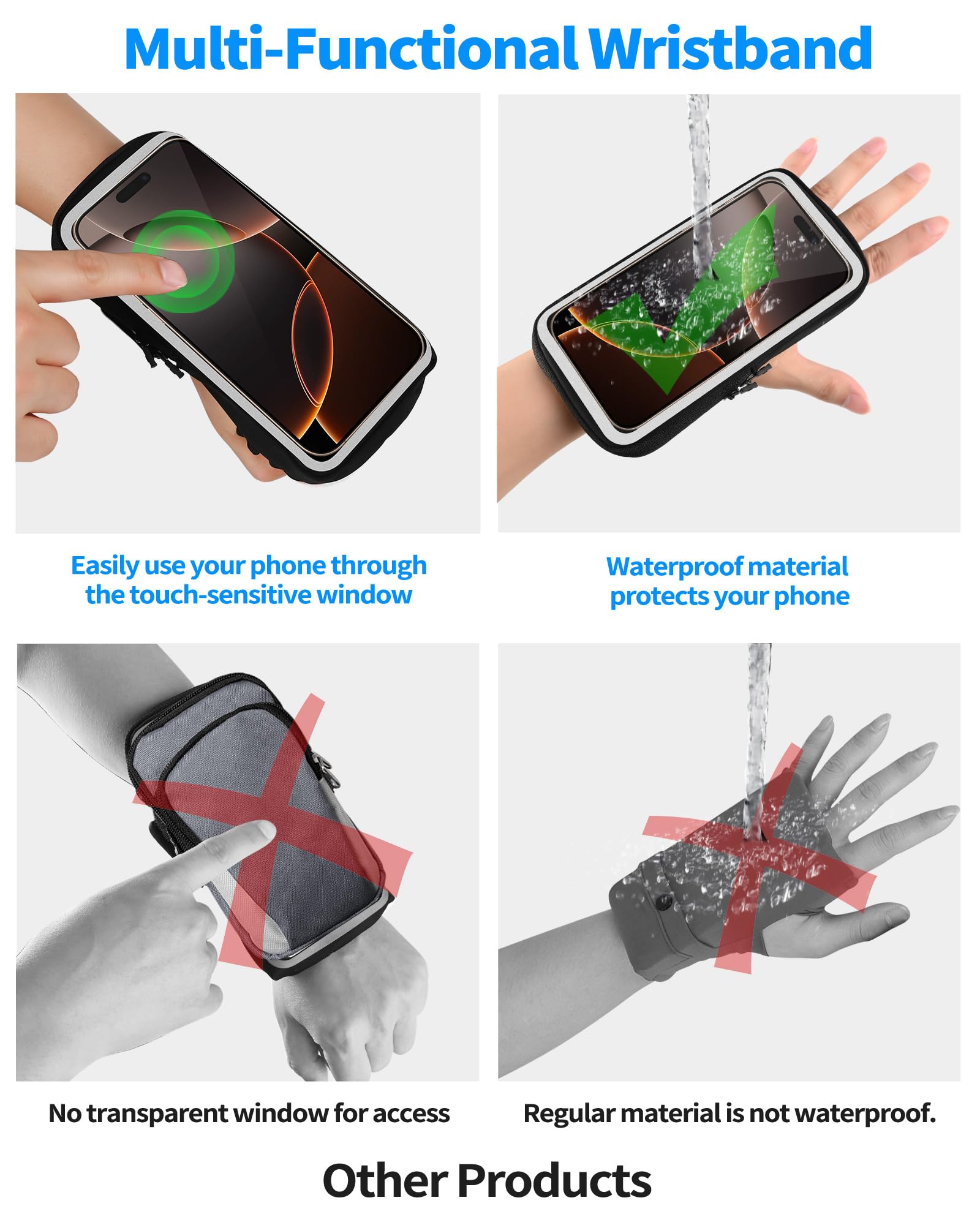 Razobws Porta Telefono Corsa, Fascia da Braccio Sportiva per Polso e Avambraccio, Regolabile Porta Cellulare Corsa per iPhone 17/16/15/14 Pro/13 Galaxy S25/S24 Ultra Fino a 6,9"