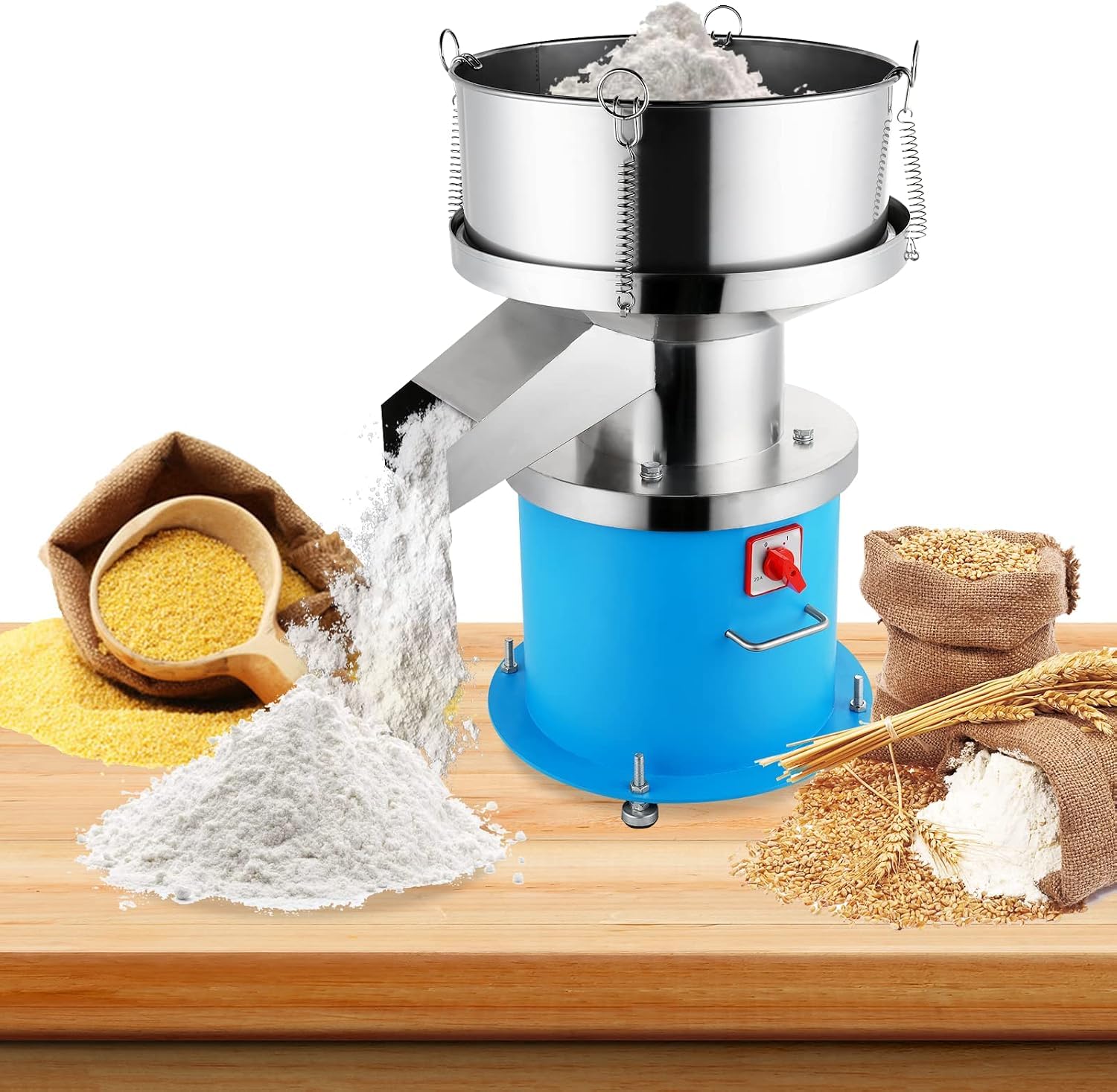 Setaccio Vibrante Elettrico da 750 W, setaccio per polveri in Acciaio Inox da 400 mm per Farina, liquidi, minerali, 220 V con Un setaccio