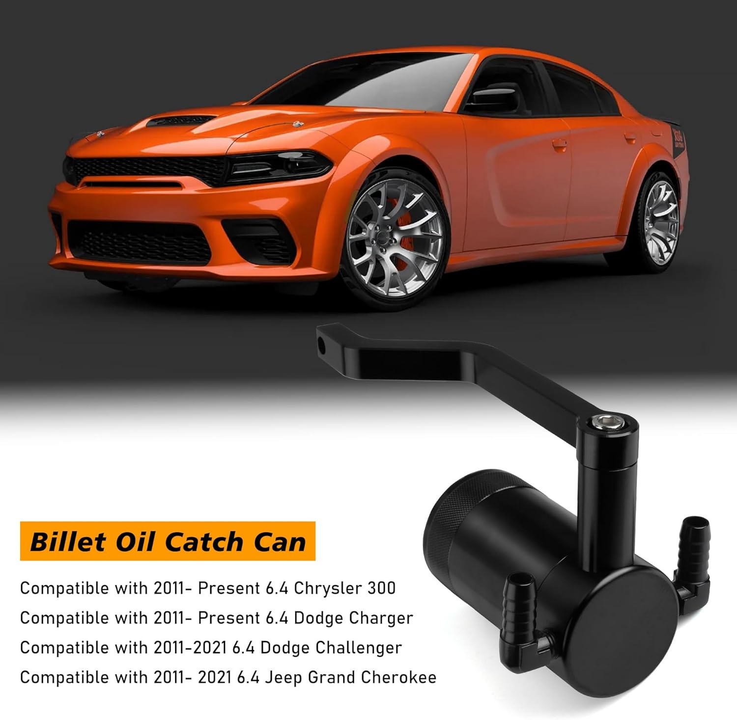 6.4L Billet Oil Catch Can Kit 5.7 HEMI Z-Bracket Technology Compatible with 2011+ Dodge Charger Challenger Chrysler 300 Jeep Grand Cherokee Air Oil Separator