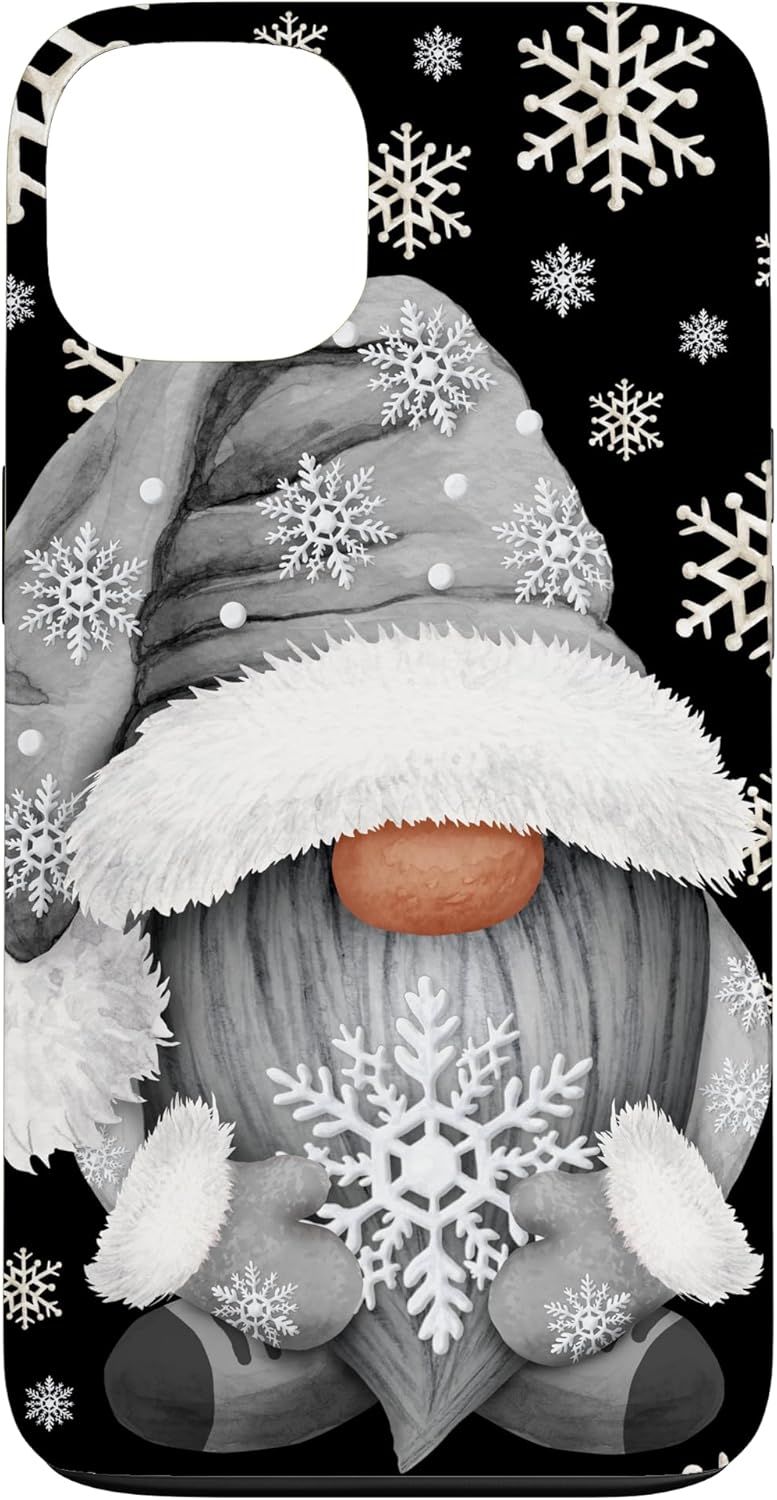 Cool Grey Goth Gnome With Cute Snowflake Pattern For Winter Case for iPhone 13
