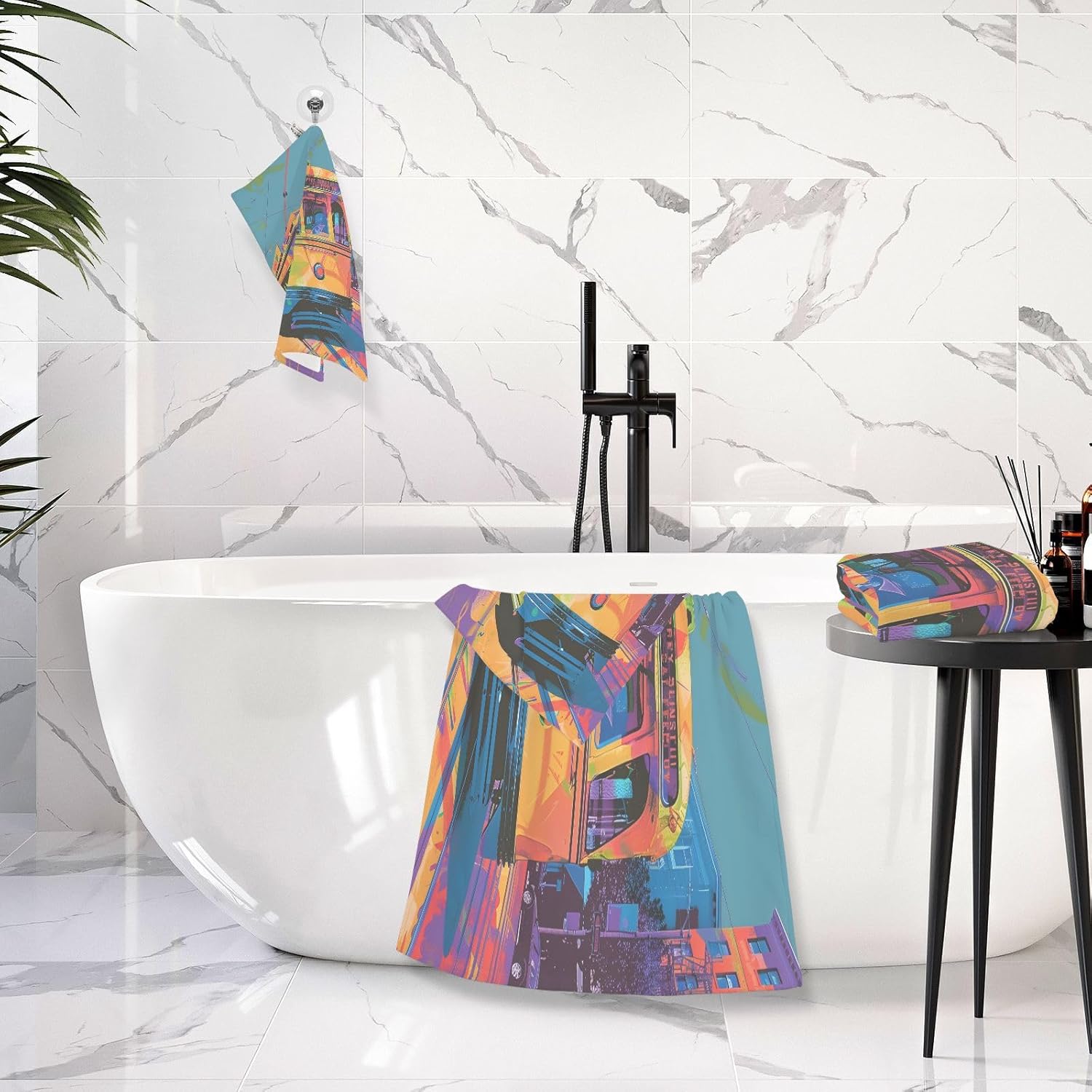 Hand Towels Premium Soft and Highly Absorbent 80's Pop Art Illustration 2 Pcs Towels for Bathroom Set 100% Cotton Decorative Face Towels