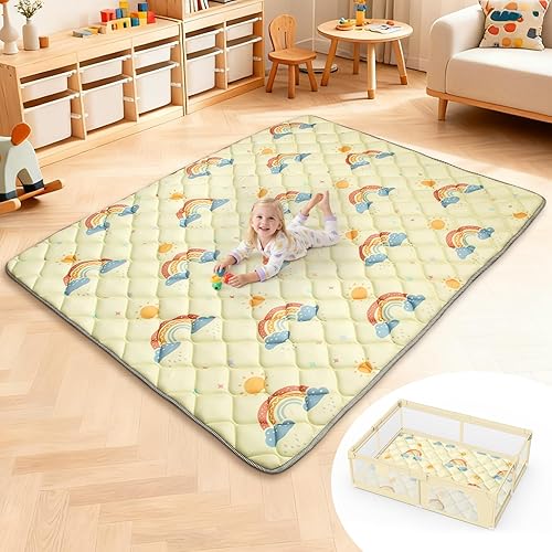 Tapetes de juego para bebé para el suelo, 74 x 50 pulgadas, tapetes de juego de espuma acolchada suave para niños pequeños - Tapete de actividad