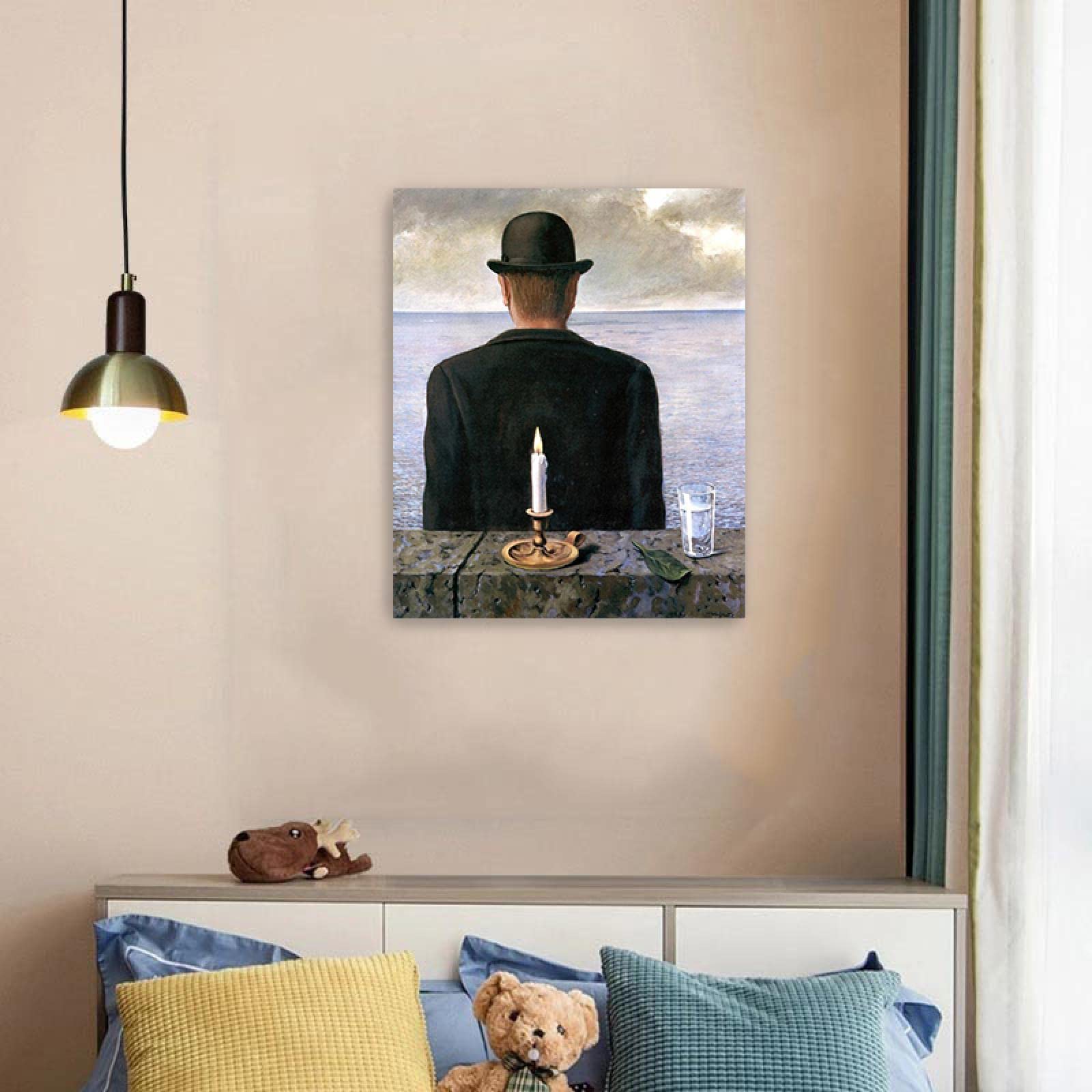 JZSDGB Decoracion Cuadro Lienzo-René Magritte(canción de las sirenas)-Reproducciones de Pinturas en Lienzo-Famoso Lienzo Arte de la Pared Carteles e Impresiones 50x65cm(19x26in) Enmarcado