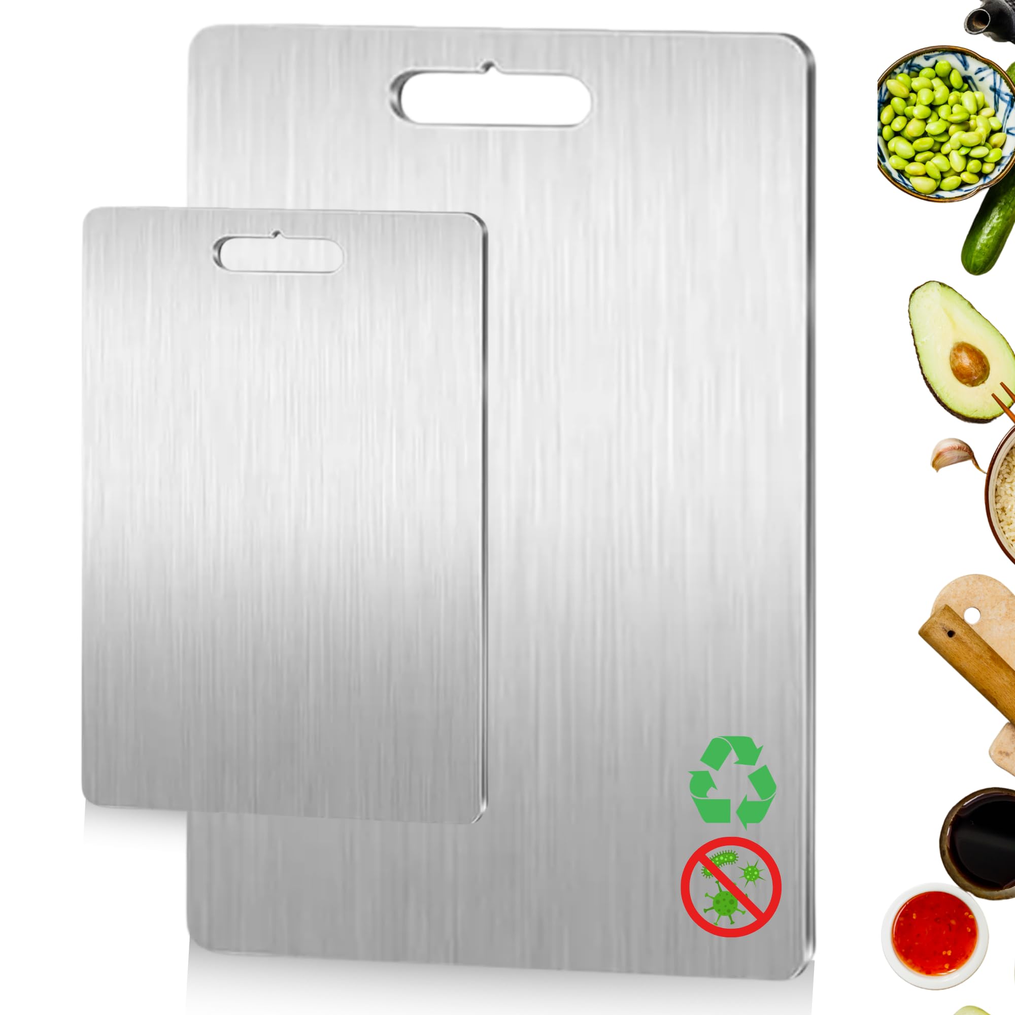 Tablas Cortar Cocina Antibacteriana Titanio Pack Grande Pequeña