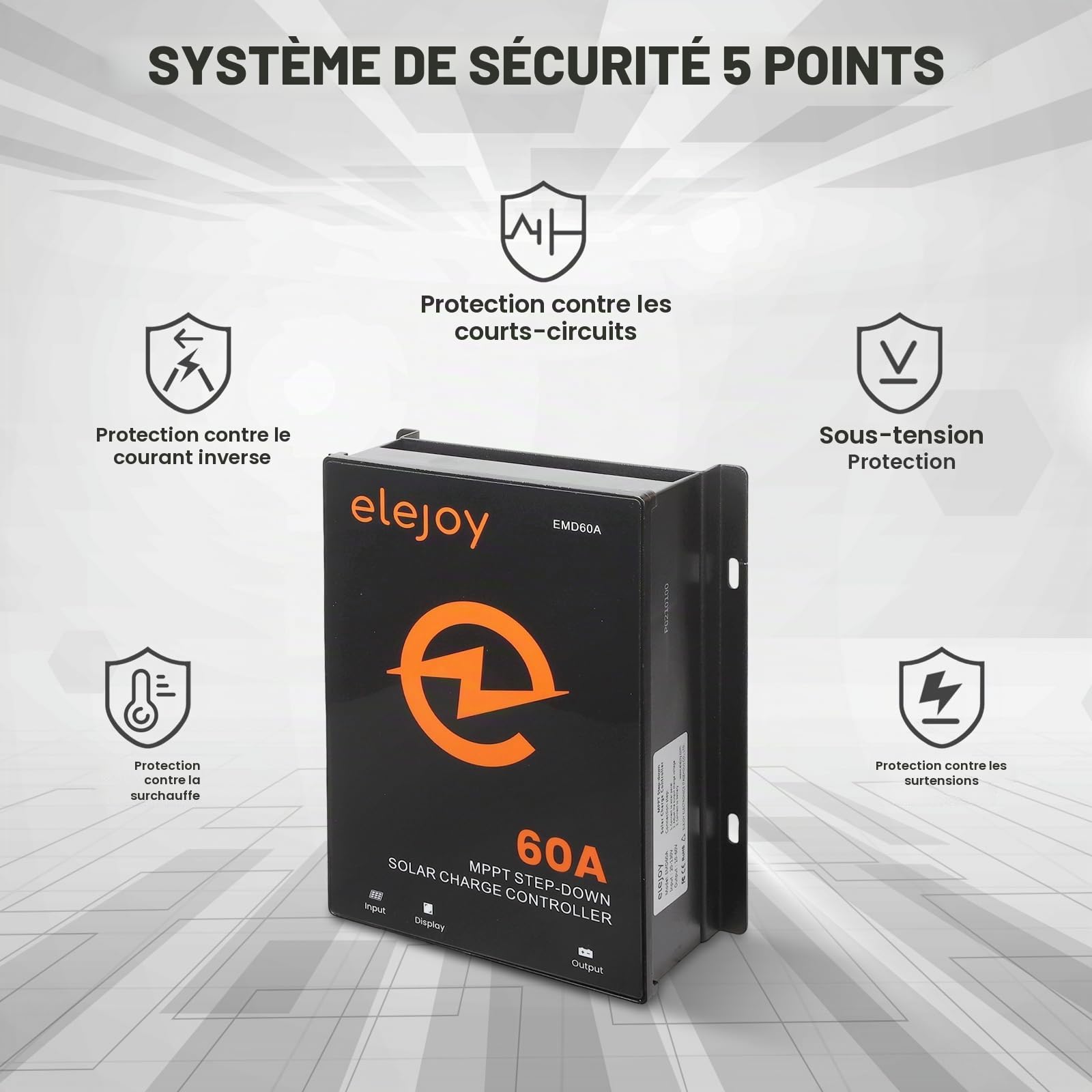 ContrôLeur de Charge Solaire Mppt 60a 12V-48V 99% Efficacité | Sortie RéGlable de 10V-60V Avec écran de RéGulation Du Panneau Solaire LCD Externe Refroidissement Par Air