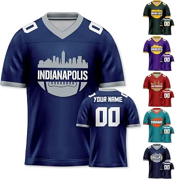 Custom Football Jersey with City Silhouette Design - Personalized Name & Number