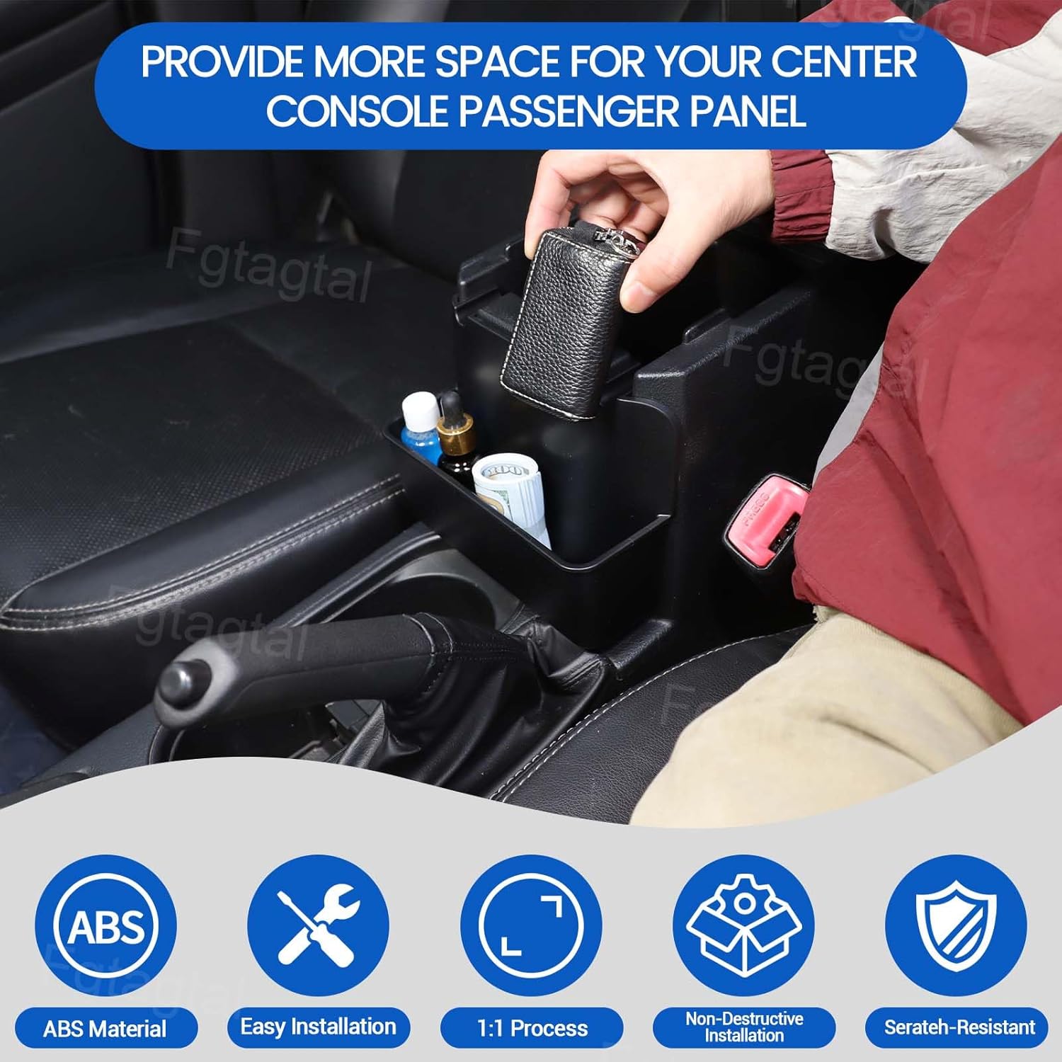 Armrest Storage Box Compatible with Subaru Forester 2013-2018, Center Console Armrest Front Storage Tray Organizer, Auto ABS Interior Armrest Organizer Accessories, Style B