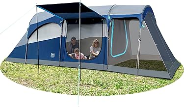 TIMBER RIDGE 8 Person Family Camping Tent with Screen Room, Double Layer Waterproof Weather Resistant Big Tunnel Tent with Rainfly Carry Bag, Large Family Tent for Outdoor Party 20ft x 8ft x 76in