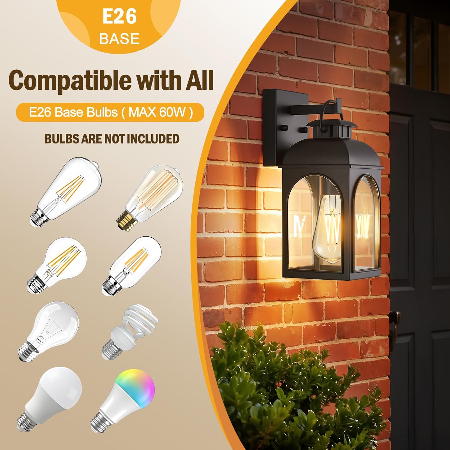 EJIAXIN Outdoor Wall Lights, 2 Pack Outside Porch Lights Modern Wall Mount Exterior Lighting Fixtures Black Sconces Lanterns Waterproof Anti Rust for Farmhouse House Garage Doorway Front Door