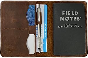 Leather Field Notes Wallet - Handmade, Durable, with Card Slots, Refillable Journal...