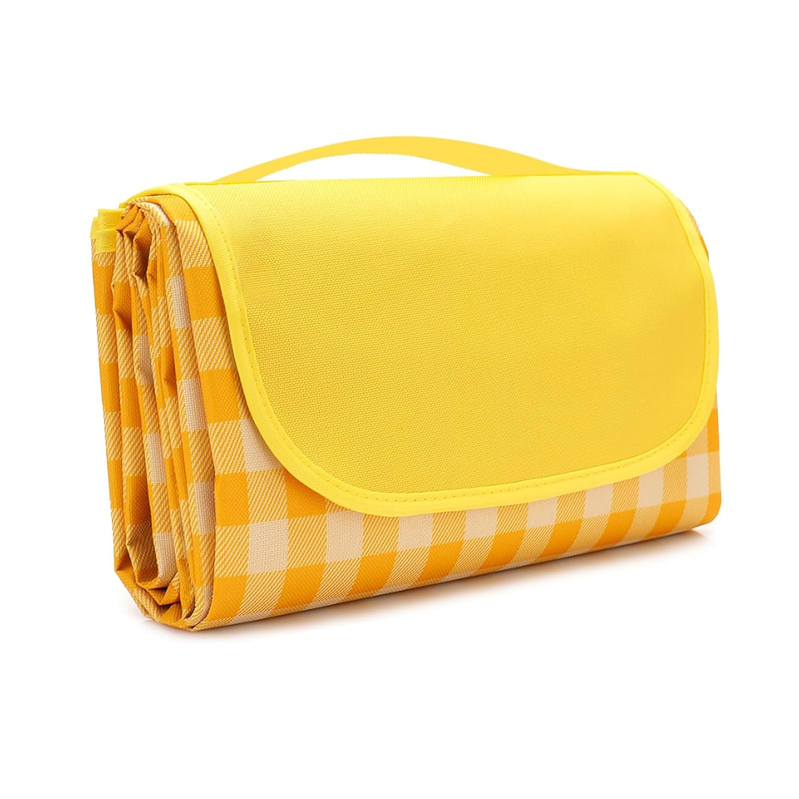 Newthinking Picnic Blanket with Carrying Handle 200x150CM, Waterproof and Sand Proof Outdoor Beach Blanket, Machine Washable Picnic Mat Camping Accessories (Yellow, 150x200cm)
