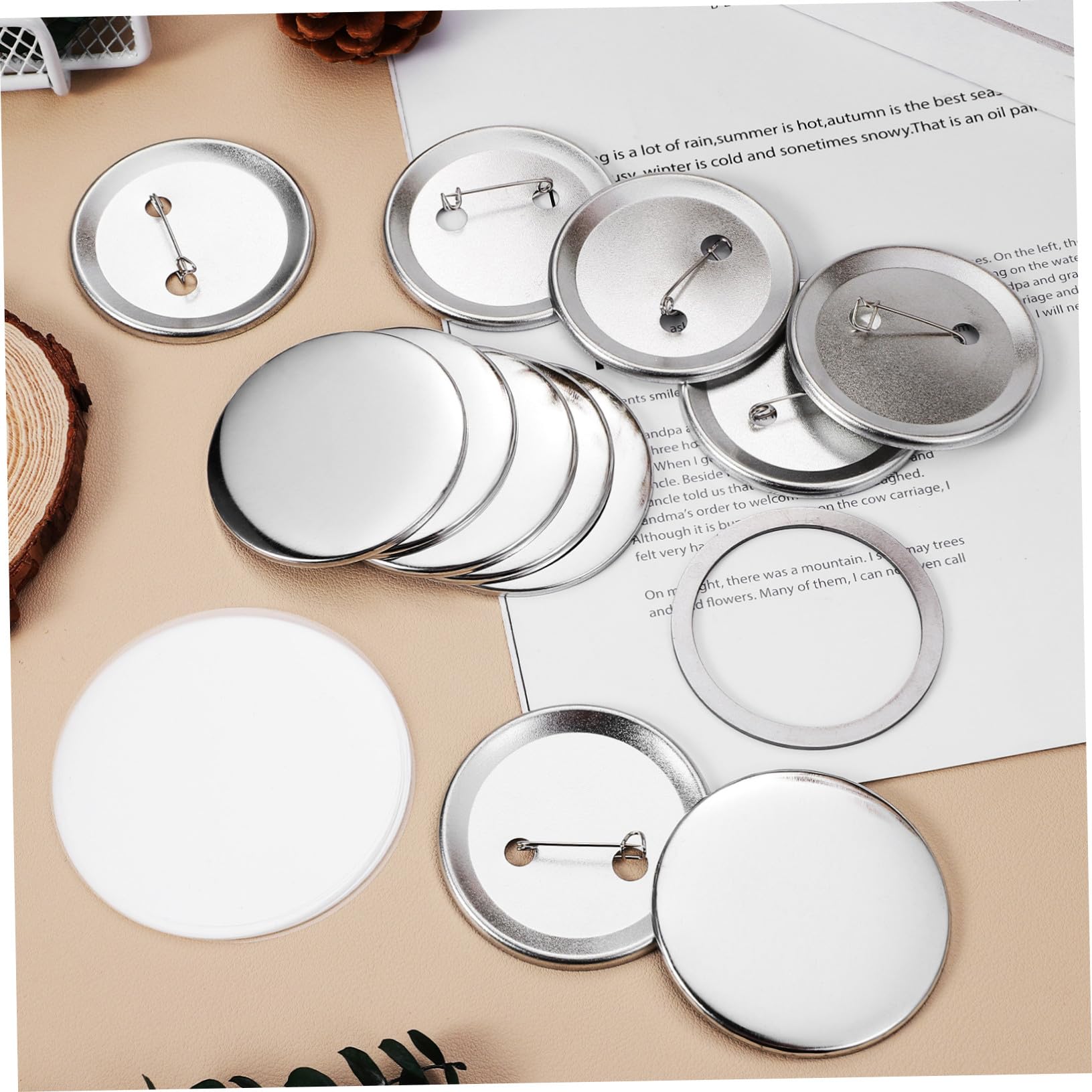 Operitacx 100sets Forniture Per Creazione Di Bottoni Di Badge Vuoti in Spille Rotonde Coperture Posteriori Conchiglie e Pellicole Trasparenti Per Distintivi
