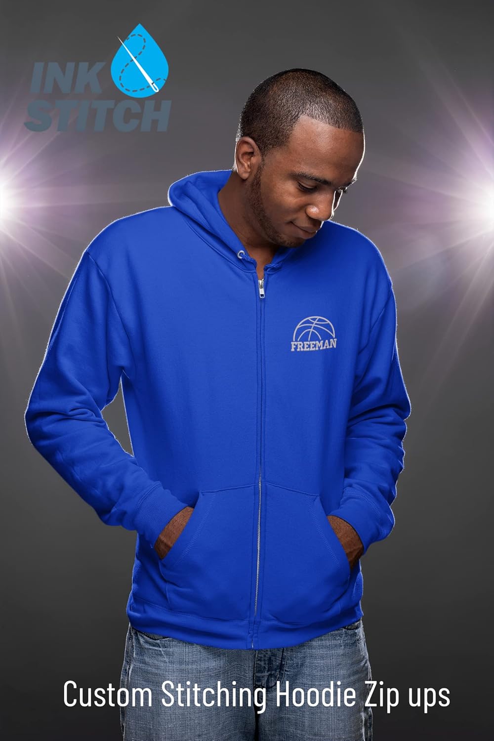 INK STITCH Unisex 18600 Custom Stitching Design Your Own Hoodie Zip up Jackets - Multicolors - Image 6