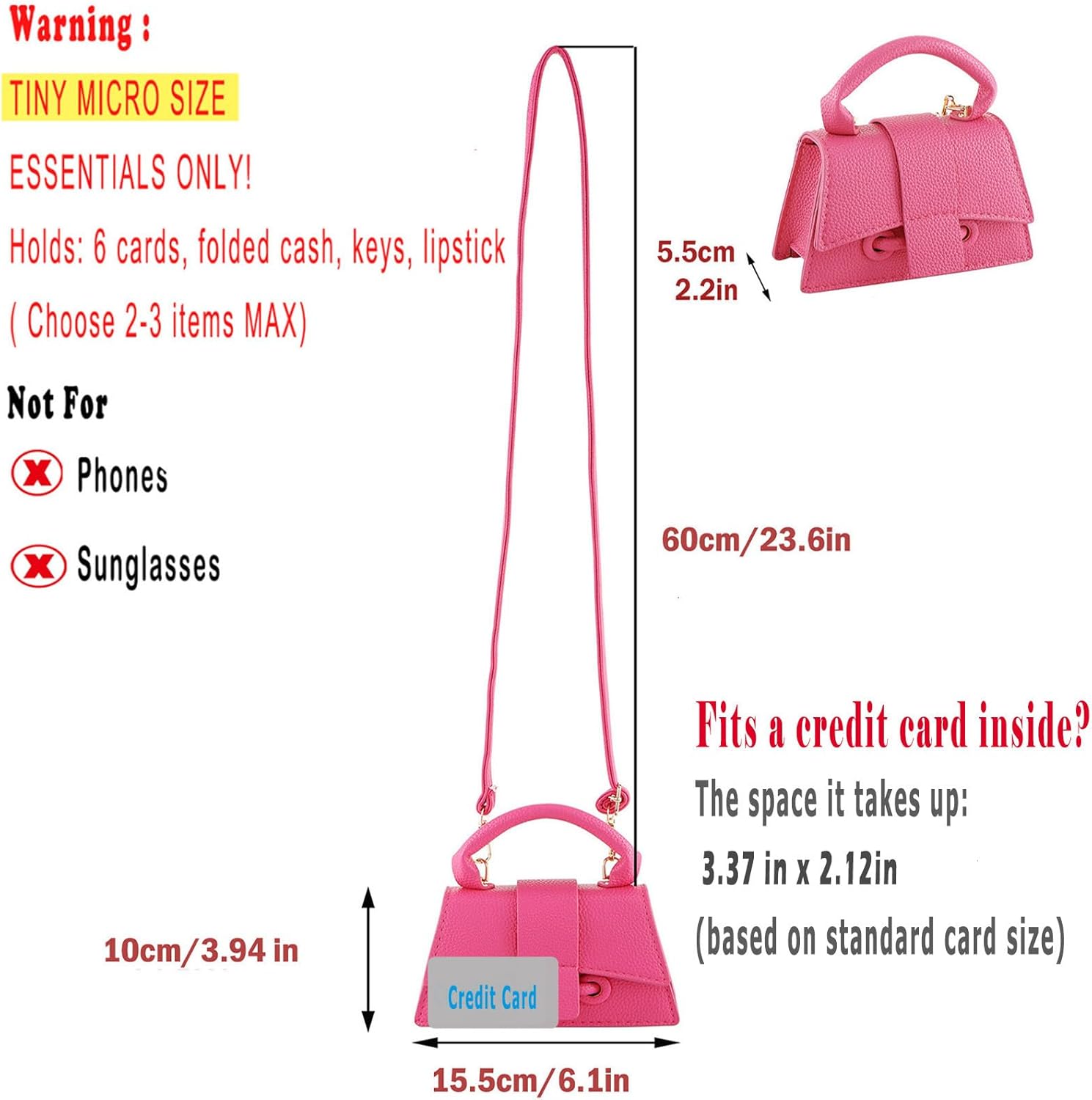 Ayliss Micro Mini Crossbody Handbag Women's Purse Clutch Cute Mini Trendy Bag Top Handle PU Leather Shoulder Bag - Image 4