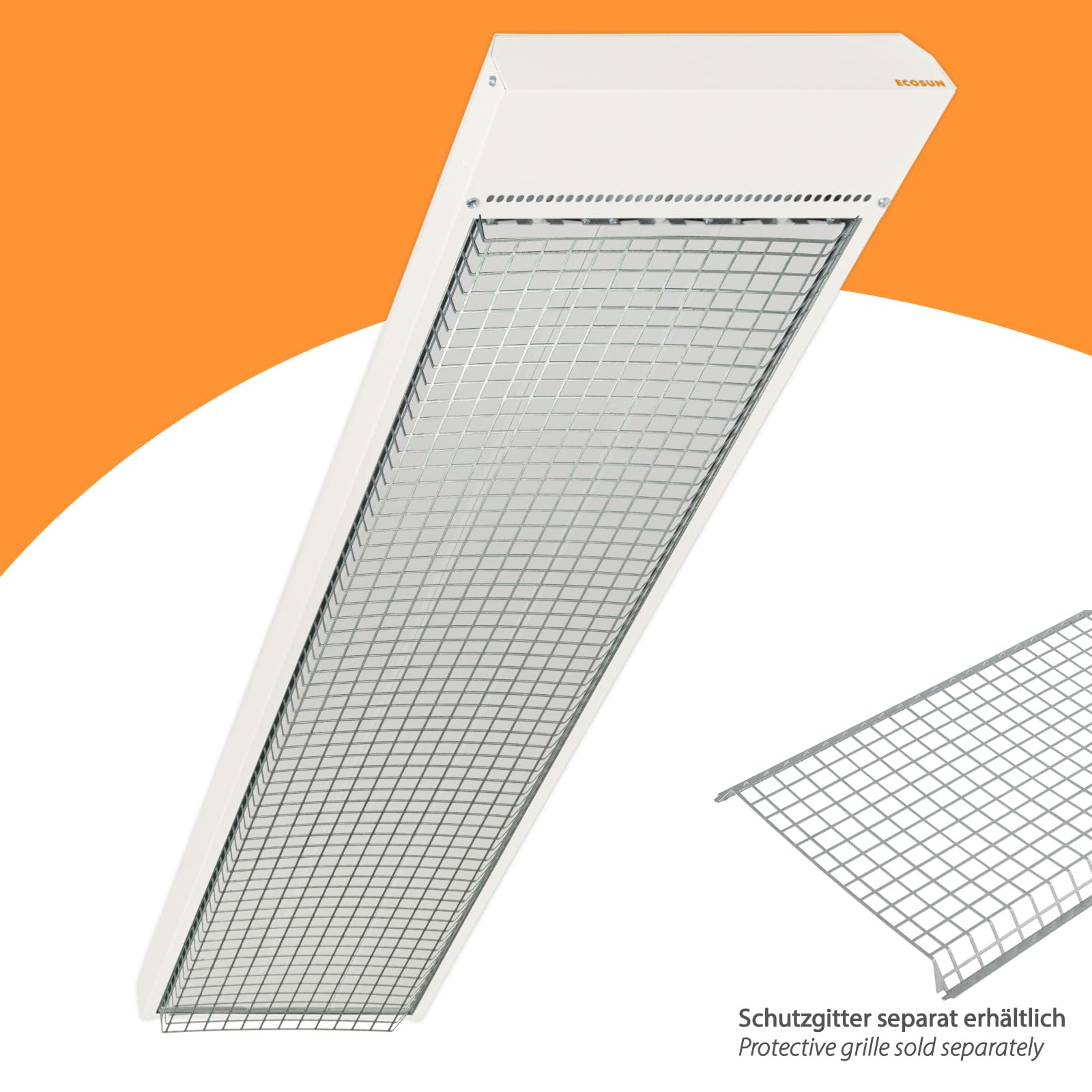 Ecosun S+ promiennik podczerwieni 3600 W, 230/400 V, IPX4, przemysłowy grzejnik do hal magazynowych, warsztatów, garaży, hal sportowych