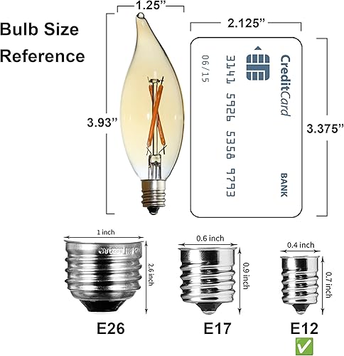 Miniatura 3 de Paquete de 12 Bombillas LED de Repuesto C32B10 Bombilla Edison Vintage, 2W Equivale a 15W-20W, Filamento Cálido 2200K, Bombilla de Vidrio Ámbar con