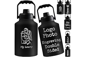 Personalized Water Bottle for Men: 64oz Stainless Steel Custom Photo Engraved Vacuum Flask