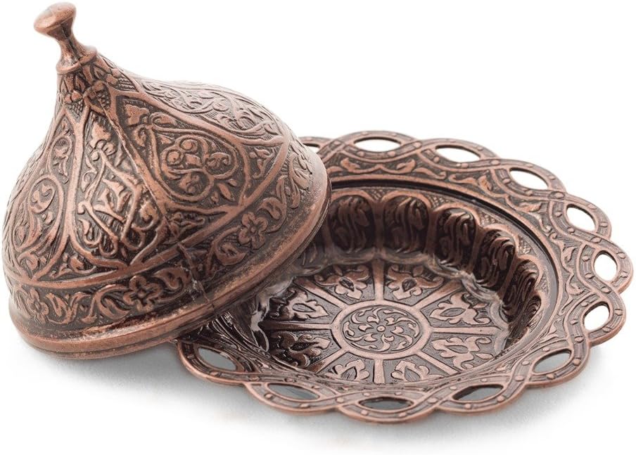 New Premium Turkish Greek Arabic Coffee Espresso Serving Set for 2,Cups Saucers Lids Tray Delight Sugar Dish 11pc (Copper)