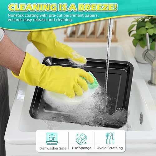 Miniatura 5 de OPENICE - Juego de 2 bandejas para freidora de aire y bandeja para verduras para horno, cesta antiadherente para freidora de aire para hornear y