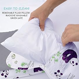 JumpOff Jo Nap Mat for Kids - Cozy Kids Rest Mat with Removable Pillow and Ultra Soft Blanket for Preschool, Daycare, and Sleepovers - Playful Pandas