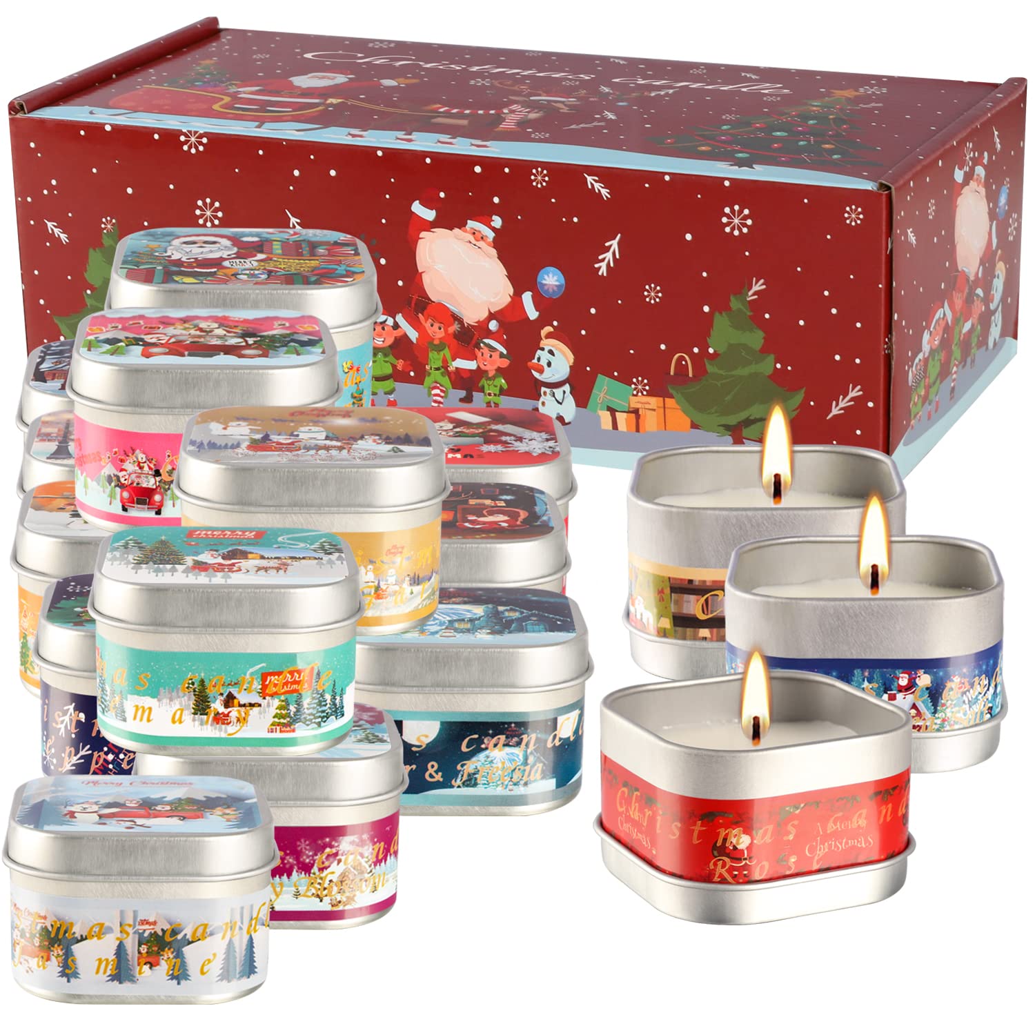 Christmas Scented Candles Gift Sets, Natural Soy Wax 3.5 Oz Unit ...